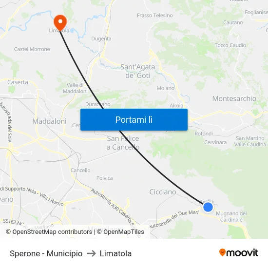 Sperone - Municipio to Limatola map