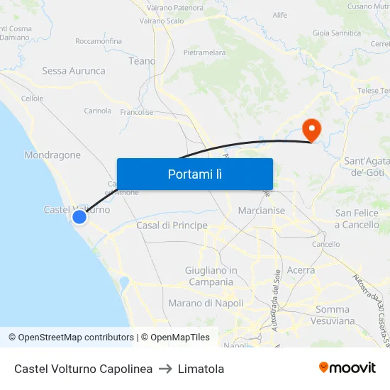 Castel Volturno Capolinea to Limatola map