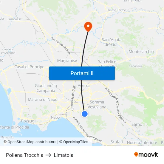 Pollena Trocchia to Limatola map