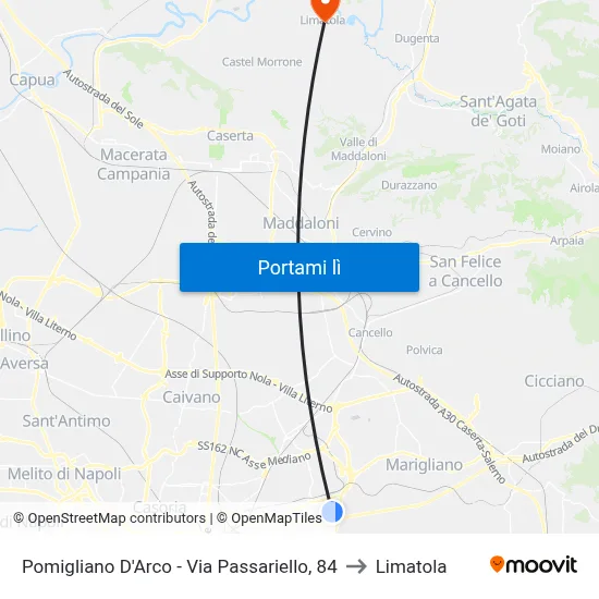 Pomigliano D'Arco - Via Passariello, 84 to Limatola map