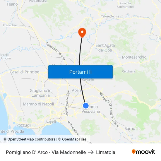 Pomigliano D' Arco - Via Madonnelle to Limatola map