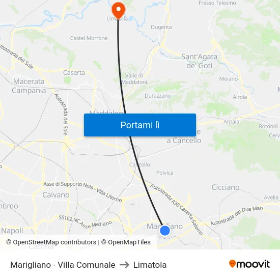 Marigliano - Villa Comunale to Limatola map