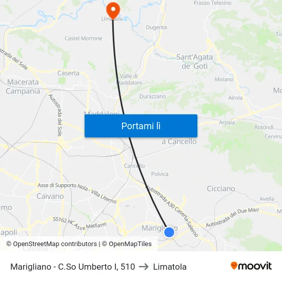 Marigliano - C.So Umberto I, 510 to Limatola map