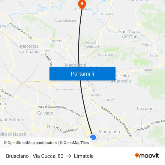 Brusciano - Via Cucca, 82 to Limatola map