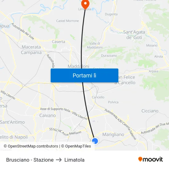 Brusciano - Stazione to Limatola map