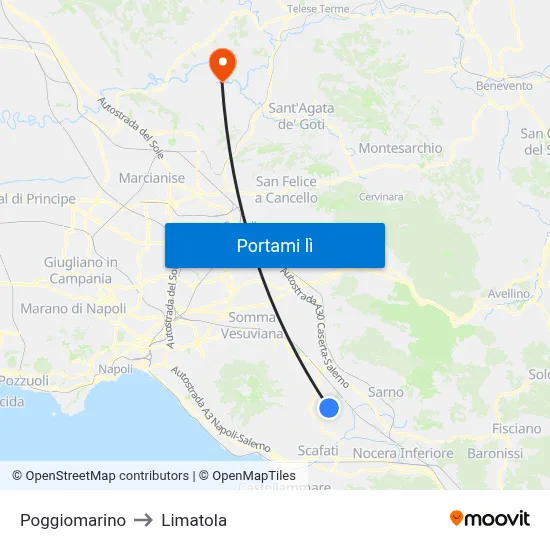 Poggiomarino to Limatola map