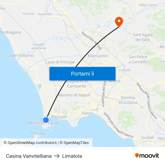 Casina Vanvitelliana to Limatola map