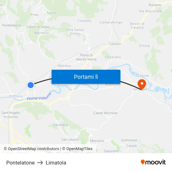 Pontelatone to Limatola map