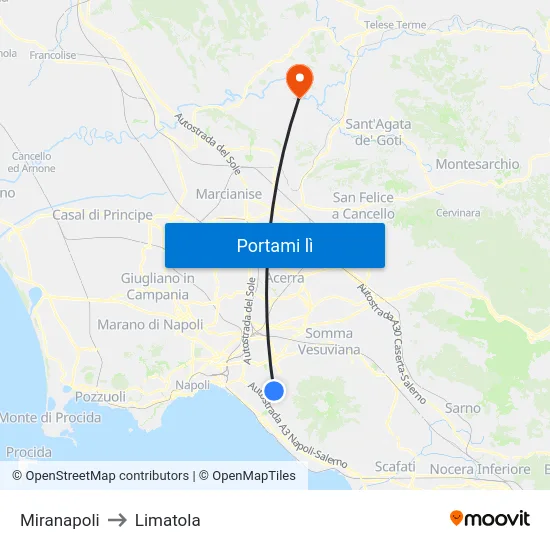 Miranapoli to Limatola map