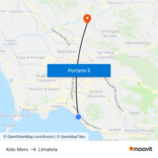Aldo Moro to Limatola map