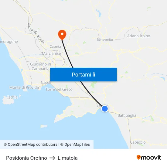 Posidonia Orofino to Limatola map