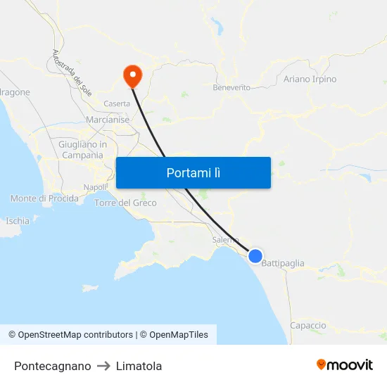 Pontecagnano to Limatola map