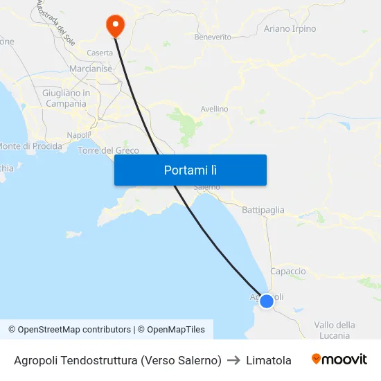 Agropoli Tendostruttura (Verso Salerno) to Limatola map