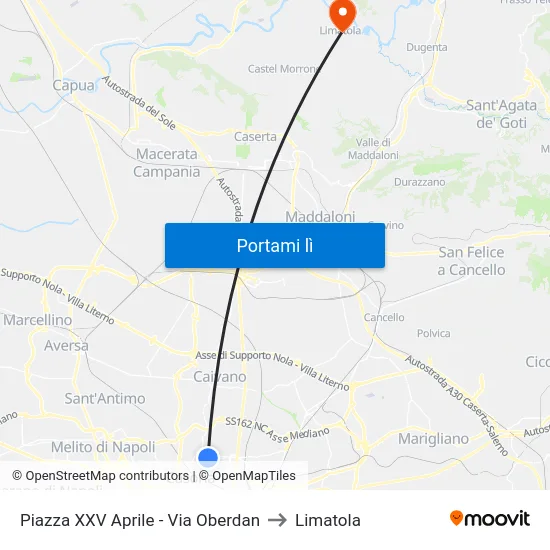Piazza XXV Aprile - Via Oberdan to Limatola map