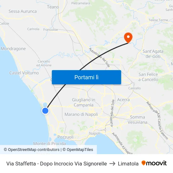 Via Staffetta - Dopo Incrocio Via Signorelle to Limatola map