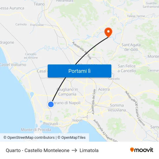 Quarto - Castello Monteleone to Limatola map