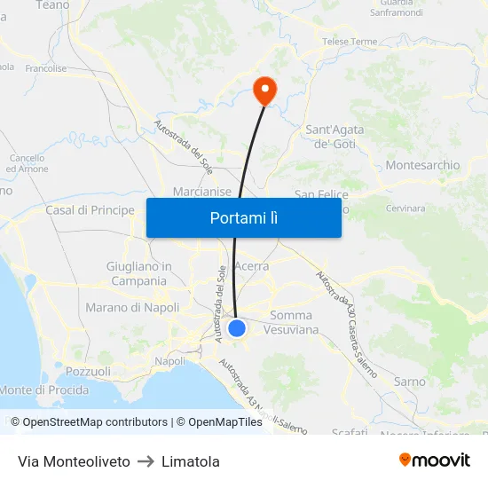 Via Monteoliveto to Limatola map