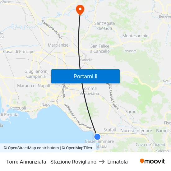 Torre Annunziata - Stazione Rovigliano to Limatola map