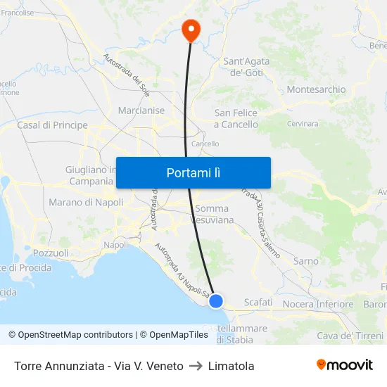 Torre Annunziata - Via V. Veneto to Limatola map