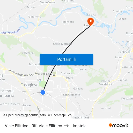 Viale Ellittico - Rif. Viale Ellittico to Limatola map