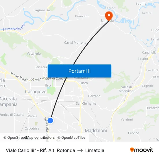 Viale Carlo Iii° - Rif. Alt. Rotonda to Limatola map