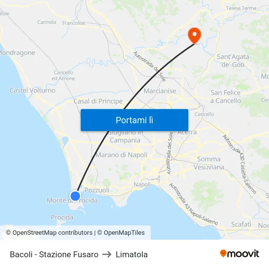 Bacoli - Stazione Fusaro to Limatola map