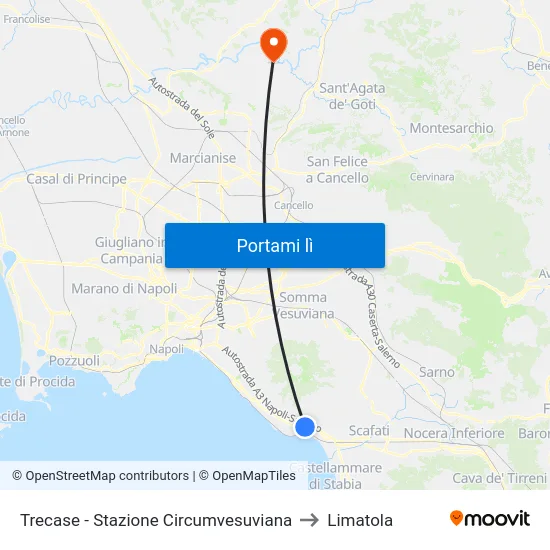 Trecase - Stazione Circumvesuviana to Limatola map