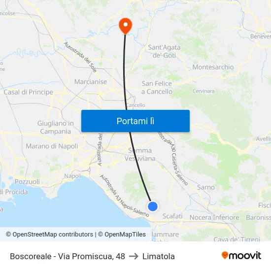 Boscoreale - Via Promiscua, 48 to Limatola map