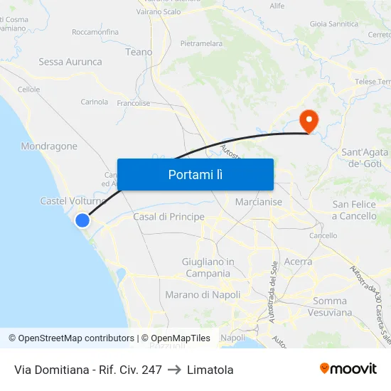 Via Domitiana - Rif. Civ. 247 to Limatola map