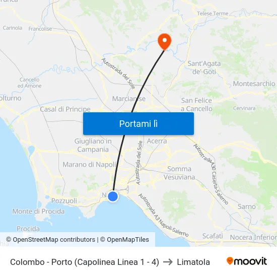Colombo - Porto (Capolinea Linea 1 - 4) to Limatola map