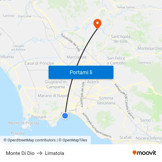 Monte Di Dio to Limatola map