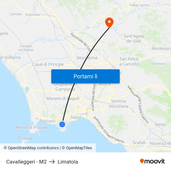 Cavalleggeri - M2 to Limatola map