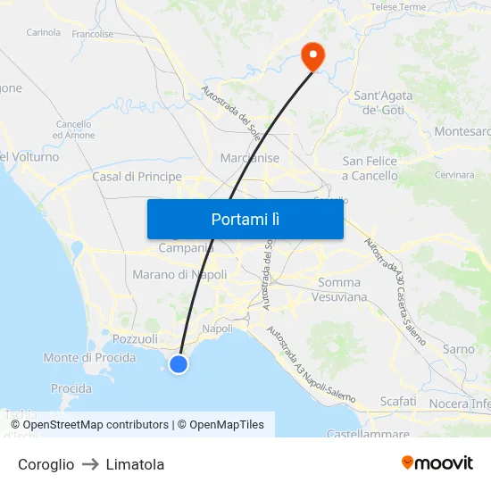 Coroglio to Limatola map