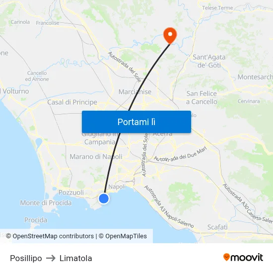 Posillipo to Limatola map