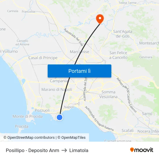 Posillipo - Deposito Anm to Limatola map