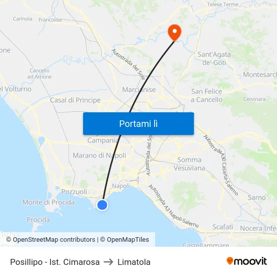 Posillipo - Ist. Cimarosa to Limatola map
