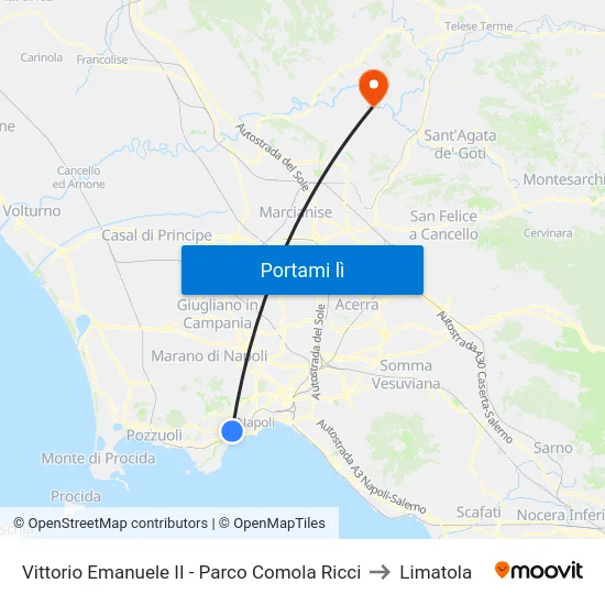 Vittorio Emanuele II - Parco Comola Ricci to Limatola map
