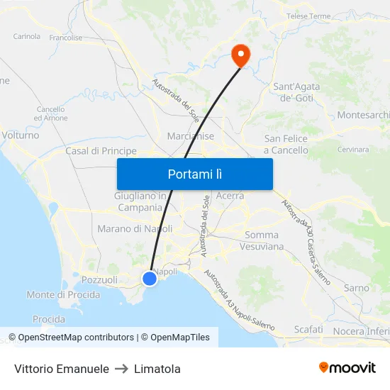 Vittorio Emanuele to Limatola map