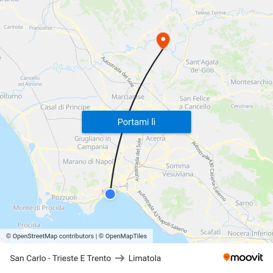 San Carlo - Trieste E Trento to Limatola map