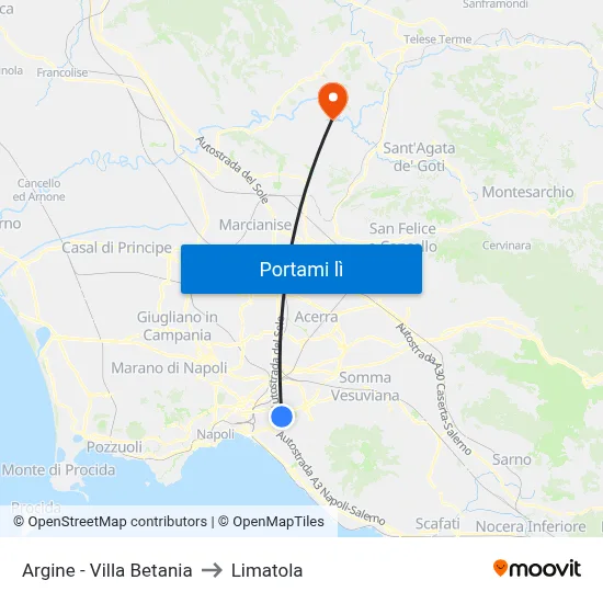 Argine - Villa Betania to Limatola map