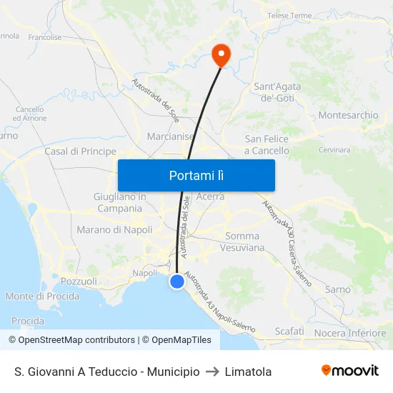 S. Giovanni A Teduccio - Municipio to Limatola map