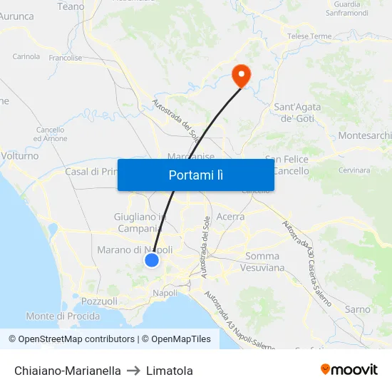 Chiaiano-Marianella to Limatola map