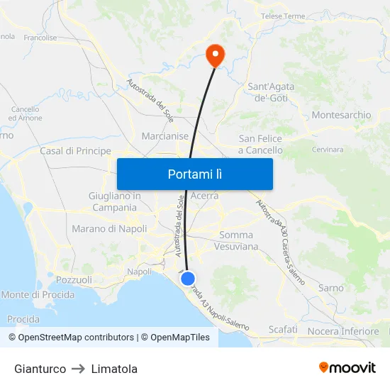 Gianturco to Limatola map