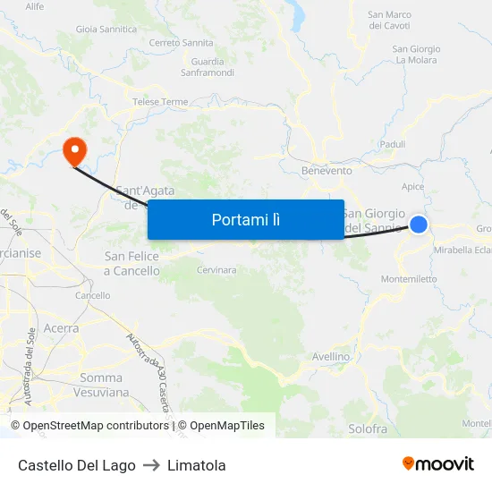 Castello Del Lago to Limatola map
