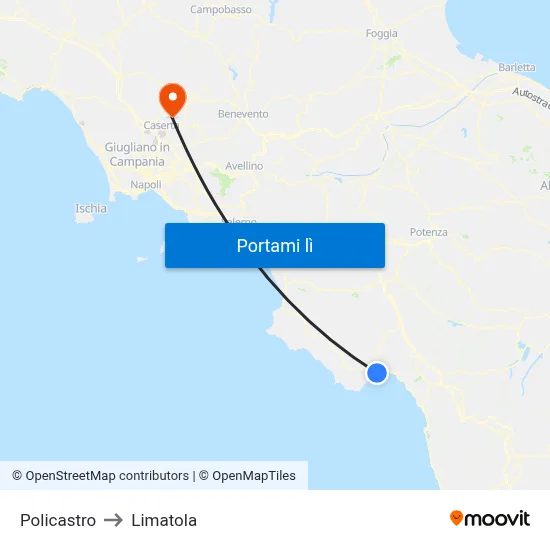 Policastro to Limatola map