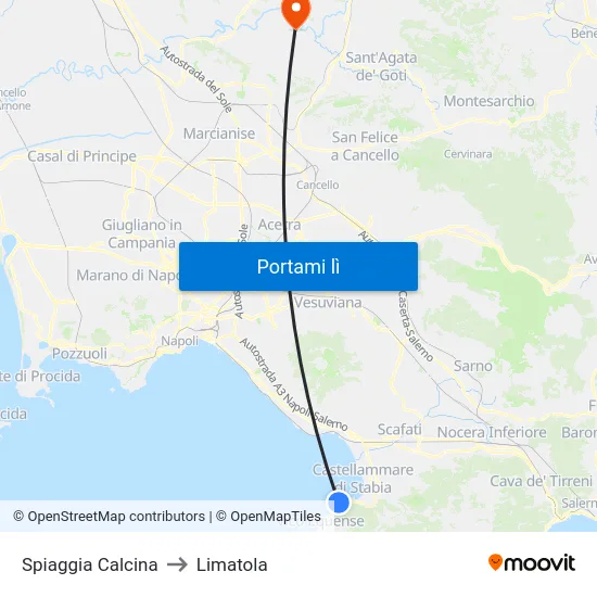 Spiaggia Calcina to Limatola map