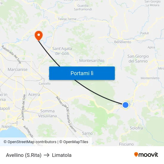 Avellino (S.Rita) to Limatola map