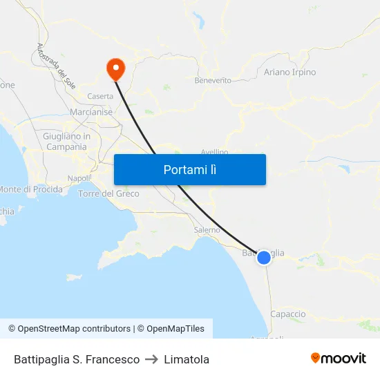 Battipaglia S. Francesco to Limatola map