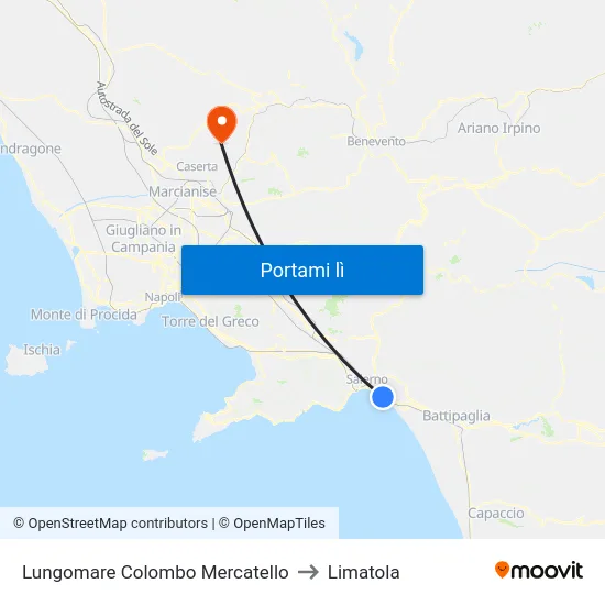 Lungomare Colombo Mercatello to Limatola map