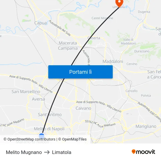Melito Mugnano to Limatola map